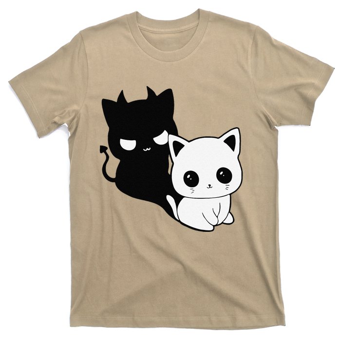 Cat Angel With Scary Evil Shadow The Enigmatic Duo T-Shirt