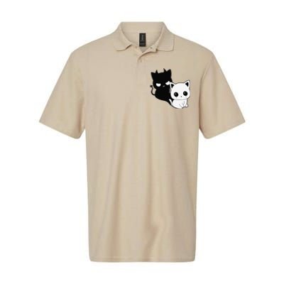 Cat Angel With Scary Evil Shadow The Enigmatic Duo Softstyle Adult Sport Polo