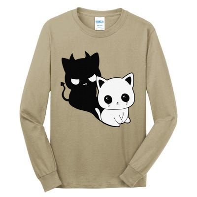 Cat Angel With Scary Evil Shadow The Enigmatic Duo Tall Long Sleeve T-Shirt