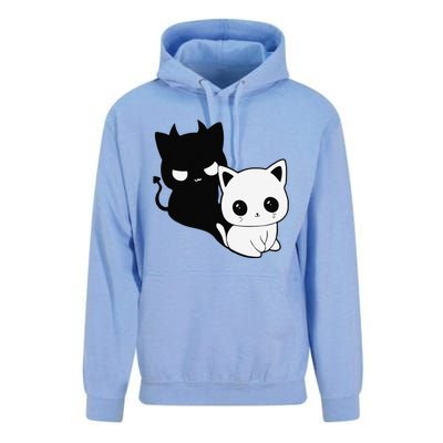 Cat Angel With Scary Evil Shadow The Enigmatic Duo Unisex Surf Hoodie