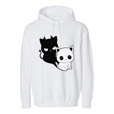 Cat Angel With Scary Evil Shadow The Enigmatic Duo Garment-Dyed Fleece Hoodie