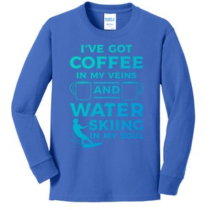 Coffee And Water Skiing Water Ski Gift Kids Long Sleeve Shirt