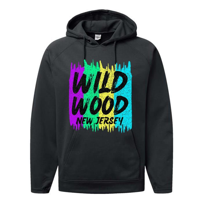 Cool Artsy Wild Wood New Jersey Beach Lover Boardwalk Performance Fleece Hoodie