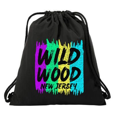 Cool Artsy Wild Wood New Jersey Beach Lover Boardwalk Drawstring Bag