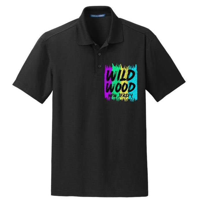 Cool Artsy Wild Wood New Jersey Beach Lover Boardwalk Dry Zone Grid Polo