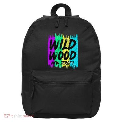 Cool Artsy Wild Wood New Jersey Beach Lover Boardwalk 16 in Basic Backpack