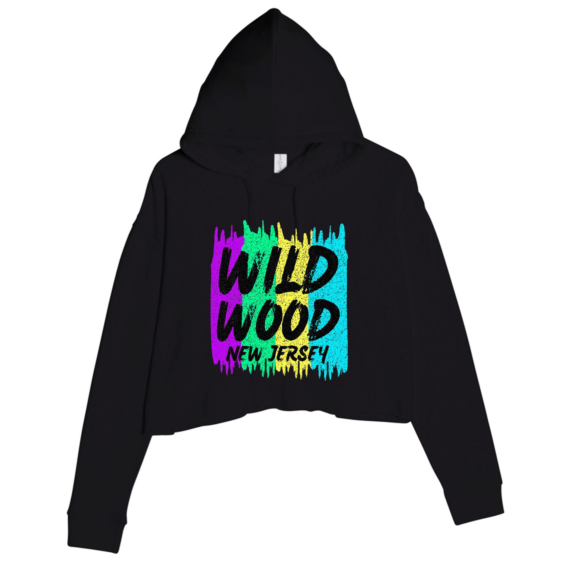 Cool Artsy Wild Wood New Jersey Beach Lover Boardwalk Crop Fleece Hoodie