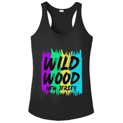 Cool Artsy Wild Wood New Jersey Beach Lover Boardwalk Ladies PosiCharge Competitor Racerback Tank