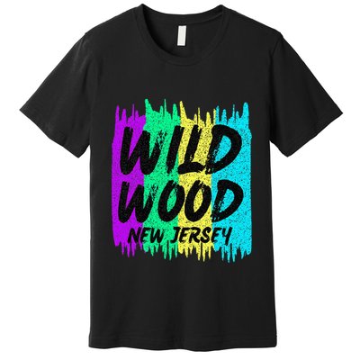 Cool Artsy Wild Wood New Jersey Beach Lover Boardwalk Premium T-Shirt