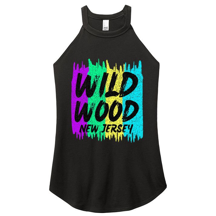 Cool Artsy Wild Wood New Jersey Beach Lover Boardwalk Women's Perfect Tri Rocker Tank