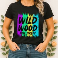 Cool Artsy Wild Wood New Jersey Beach Lover Boardwalk Womens T-Shirt