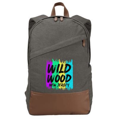 Cool Artsy Wild Wood New Jersey Beach Lover Boardwalk Cotton Canvas Backpack