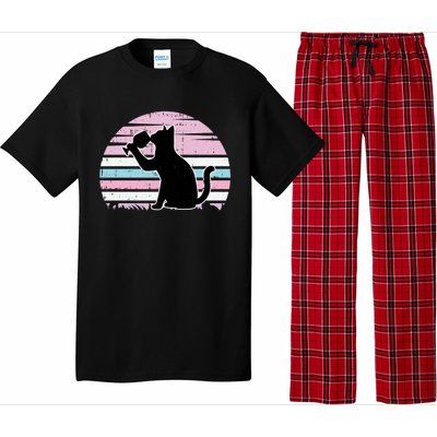 Cat And Wine Intersexual Pride Retro Ing Lgbtq Ally Gift Pajama Set