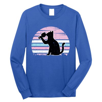 Cat And Wine Intersexual Pride Retro Ing Lgbtq Ally Gift Long Sleeve Shirt