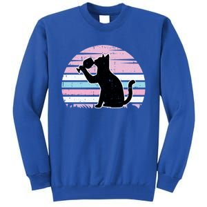 Cat And Wine Intersexual Pride Retro Ing Lgbtq Ally Gift Tall Sweatshirt