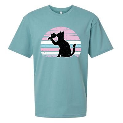 Cat And Wine Intersexual Pride Retro Ing Lgbtq Ally Gift Sueded Cloud Jersey T-Shirt