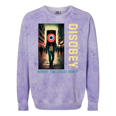 Conservative Anti Woke Resist The Great Reset Colorblast Crewneck Sweatshirt