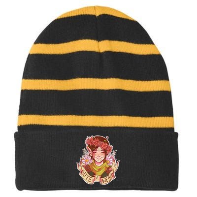 Cute And Weird Striped Beanie with Solid Band