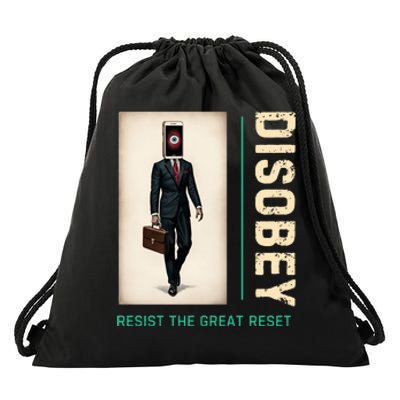 Conservative Anti Woke Resist The Great Reset Drawstring Bag