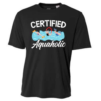 Certified Aquaholic Water Aerobics Instructor Fitness Cooling Performance Crew T-Shirt