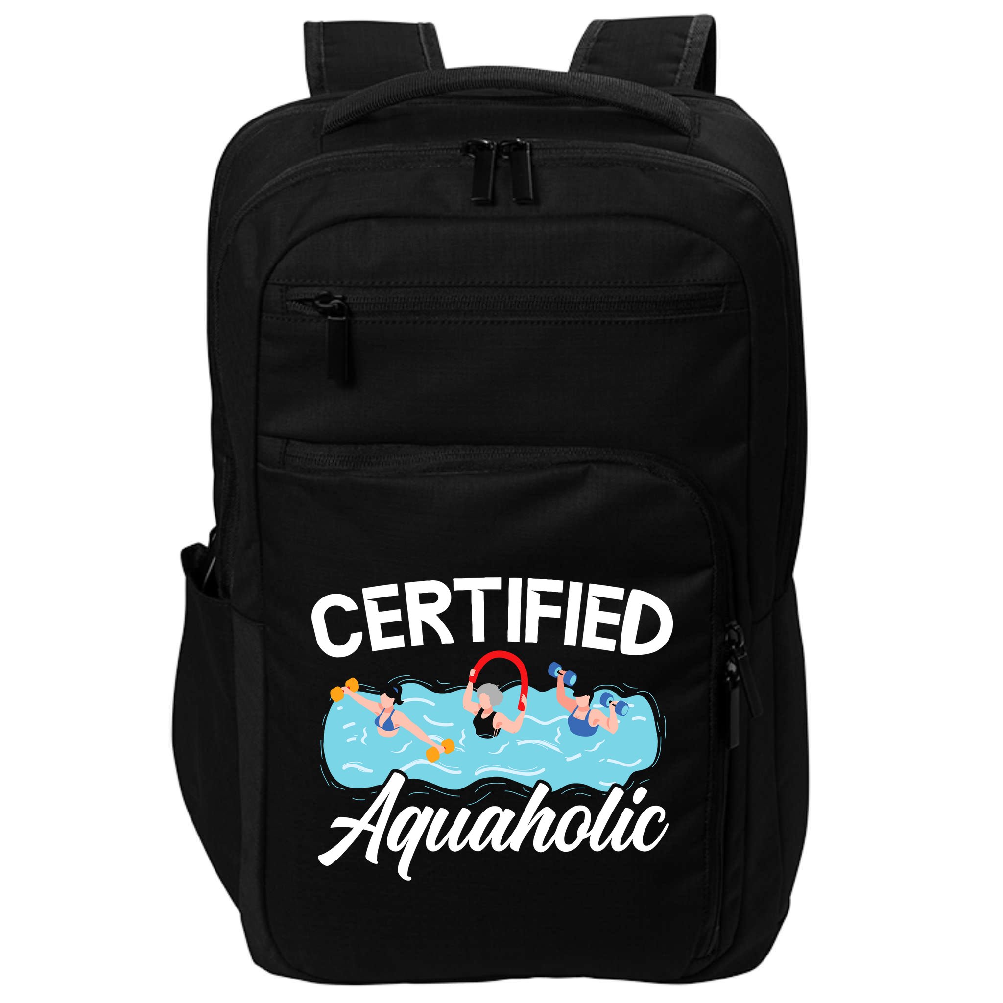 Certified Aquaholic Water Aerobics Instructor Fitness Impact Tech Backpack