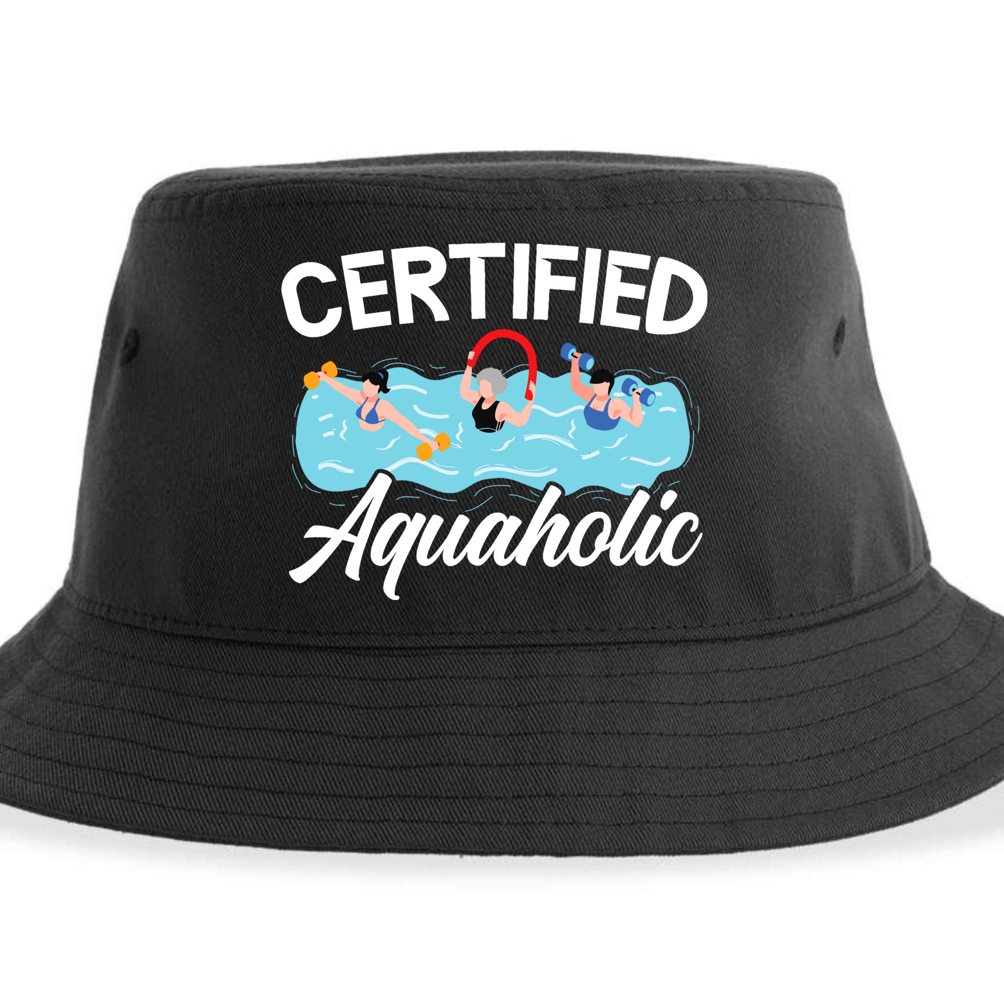 Certified Aquaholic Water Aerobics Instructor Fitness Sustainable Bucket Hat