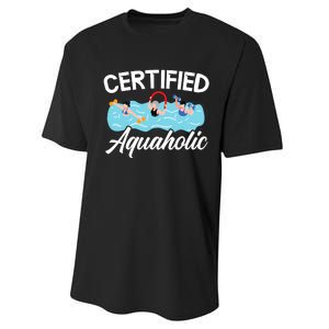 Certified Aquaholic Water Aerobics Instructor Fitness Performance Sprint T-Shirt