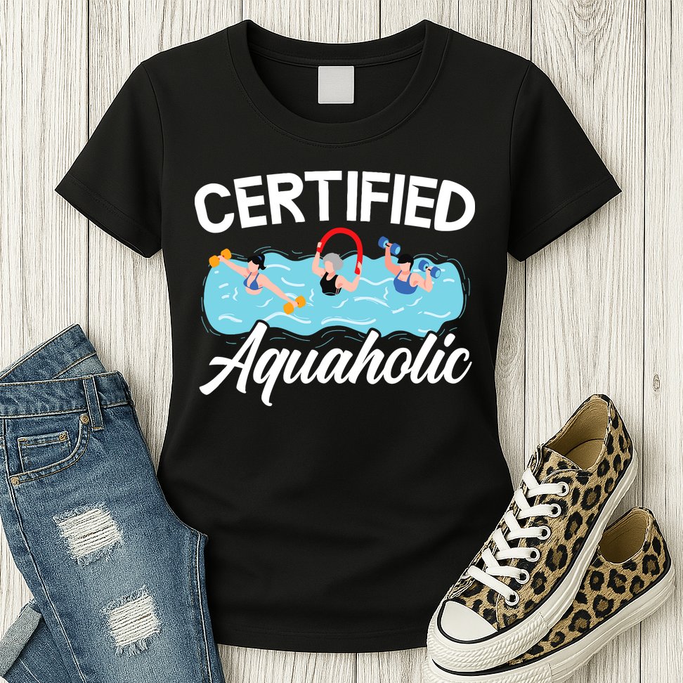 Certified Aquaholic Water Aerobics Instructor Fitness Womens T-Shirt