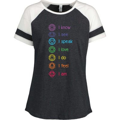 Chakra Alignment Yoga Meditation Spiritual Enza Ladies Jersey Colorblock Tee