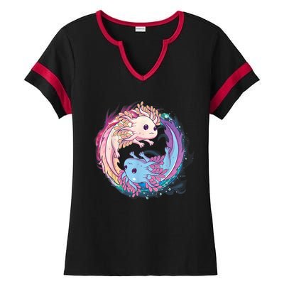 Cute Axolotl Yin Yang Plush Pets Girls Kid Official Teenager Ladies Halftime Notch Neck Tee