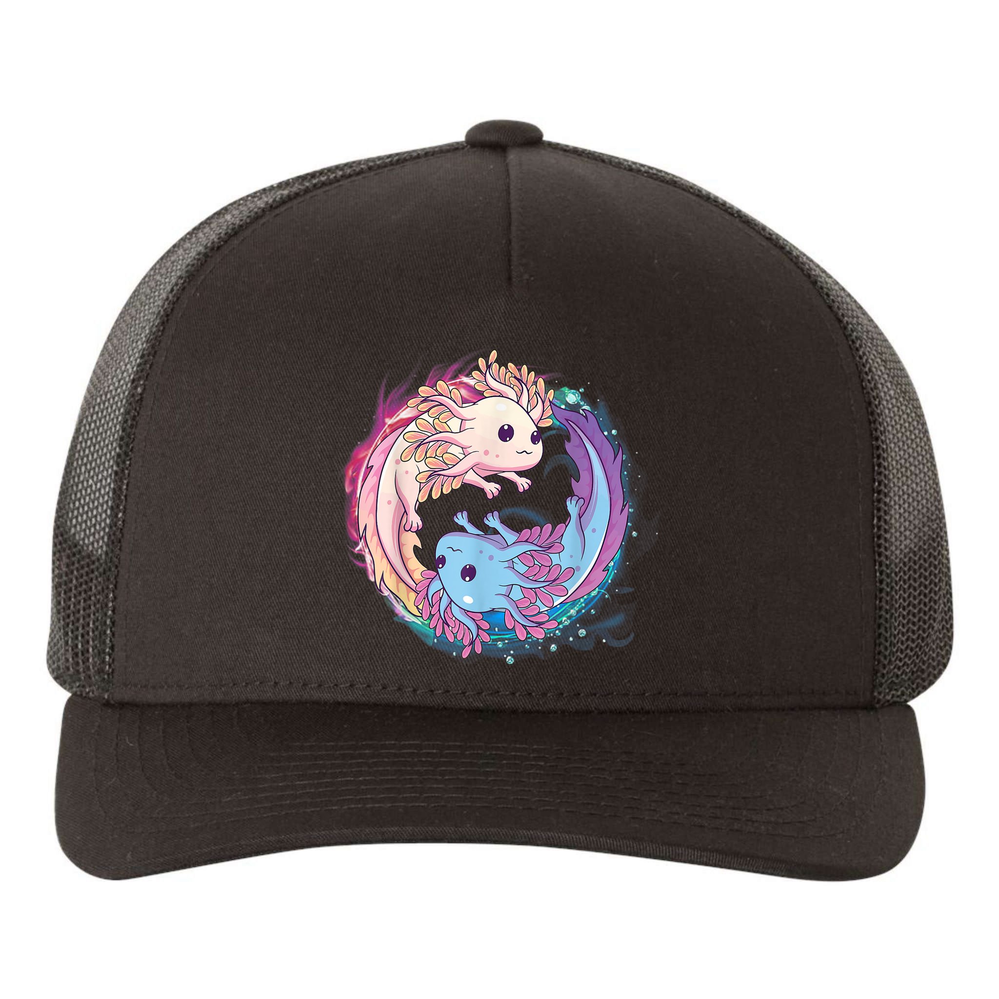 Cute Axolotl Yin Yang Plush Pets Girls Kid Official Teenager Yupoong Adult 5-Panel Trucker Hat