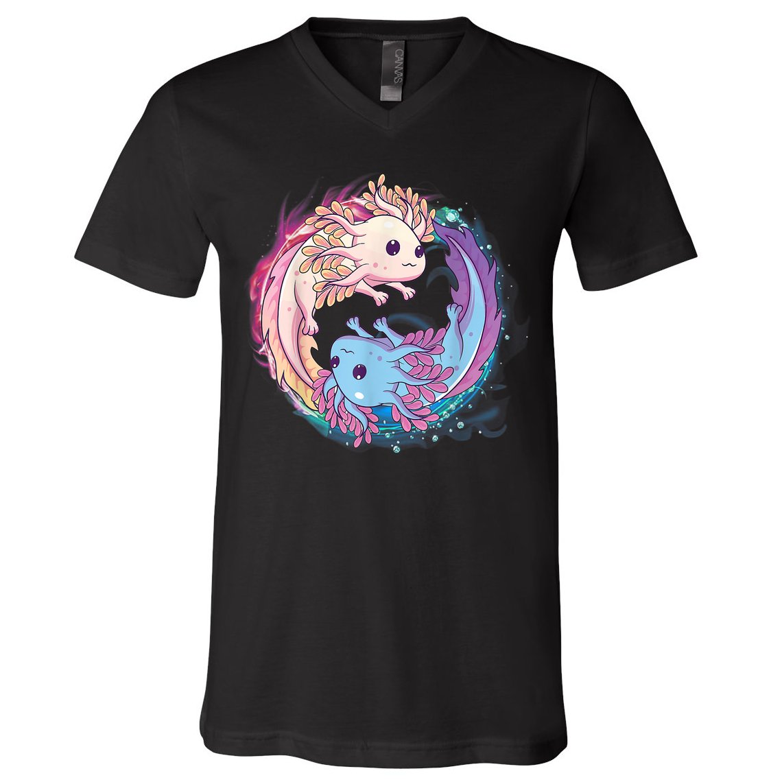 Cute Axolotl Yin Yang Plush Pets Girls Kid Official Teenager V-Neck T-Shirt