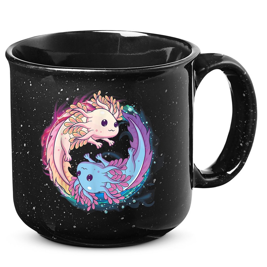 Cute Axolotl Yin Yang Plush Pets Girls Kid Official Teenager 15oz Campfire Ceramic Mug