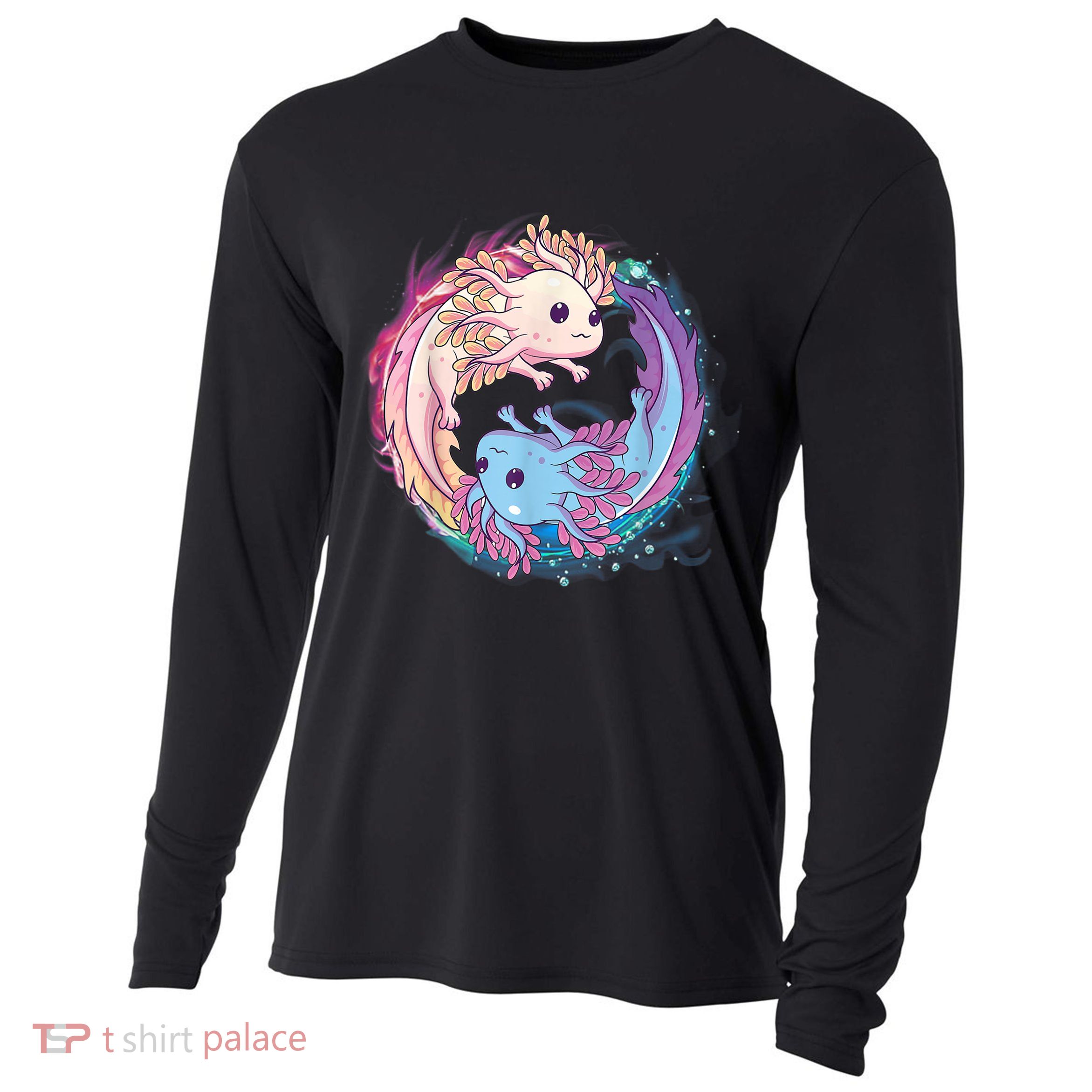 Cute Axolotl Yin Yang Plush Pets Girls Kid Official Teenager Cooling Performance Long Sleeve Crew
