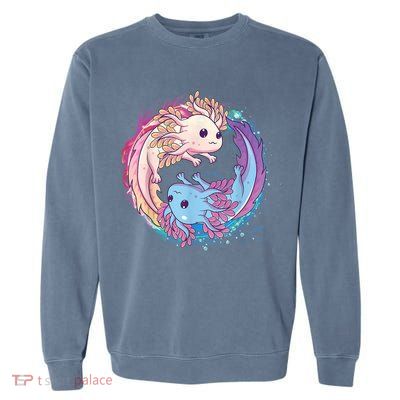 Cute Axolotl Yin Yang Plush Pets Girls Kid Official Teenager Garment-Dyed Sweatshirt