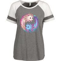 Cute Axolotl Yin Yang Plush Pets Girls Kid Official Teenager Enza Ladies Jersey Colorblock Tee