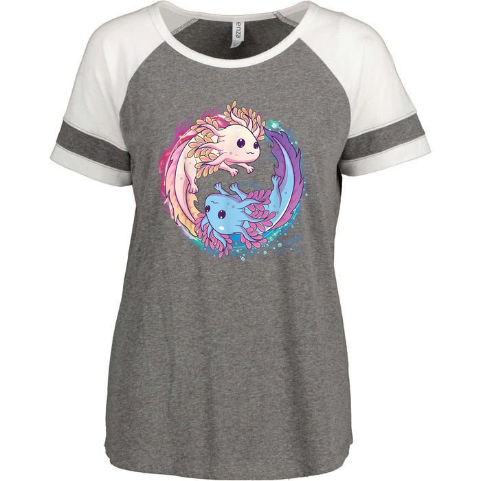 Cute Axolotl Yin Yang Plush Pets Girls Kid Official Teenager Enza Ladies Jersey Colorblock Tee