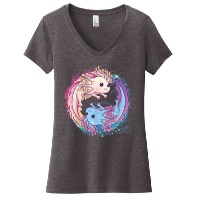 Cute Axolotl Yin Yang Plush Pets Girls Kid Official Teenager Women's V-Neck T-Shirt