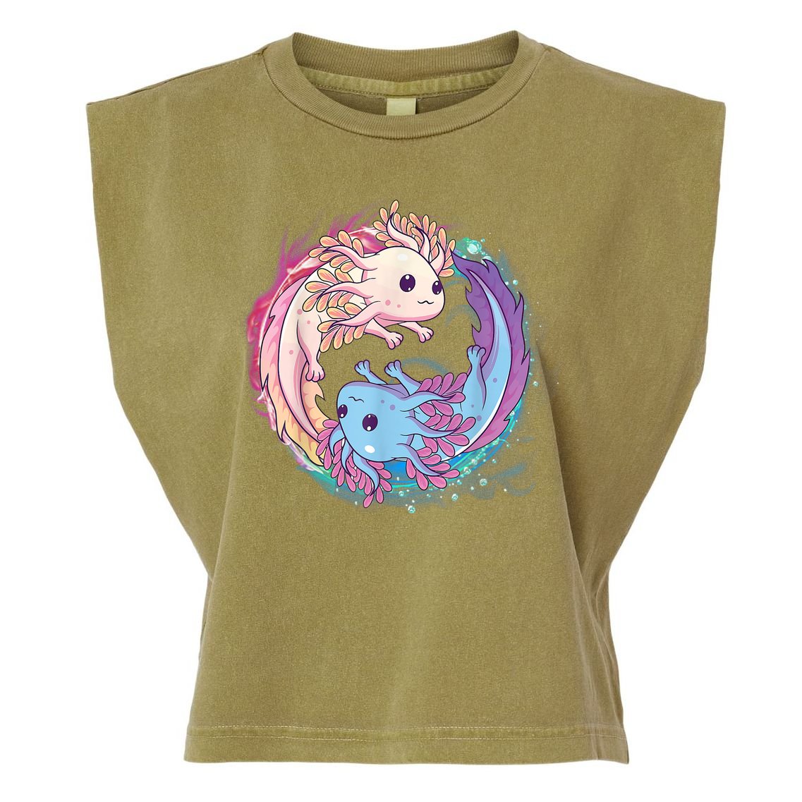 Cute Axolotl Yin Yang Plush Pets Girls Kid Official Teenager Garment-Dyed Women's Muscle Tee