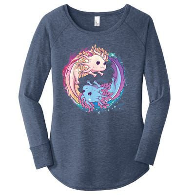 Cute Axolotl Yin Yang Plush Pets Girls Kid Official Teenager Women's Perfect Tri Tunic Long Sleeve Shirt