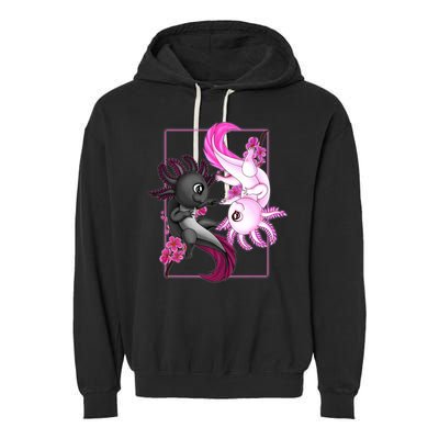 Cute Axolotl Yin Yang Plush Pets Cherry Blossom Garment-Dyed Fleece Hoodie