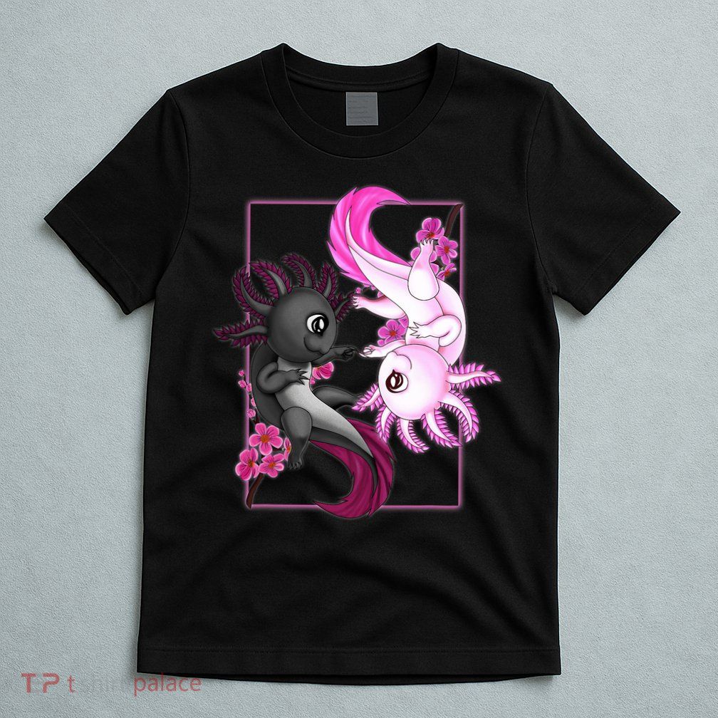 Cute Axolotl Yin Yang Plush Pets Cherry Blossom T-Shirt