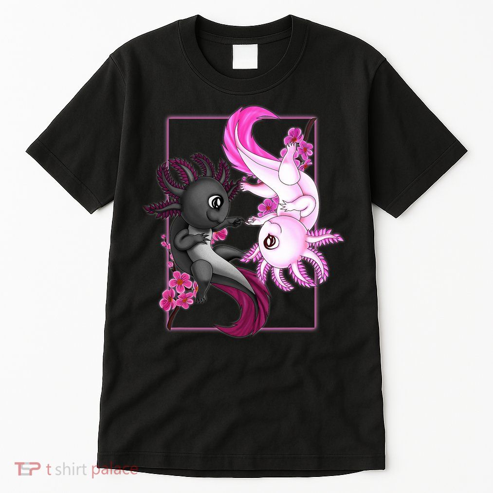Cute Axolotl Yin Yang Plush Pets Cherry Blossom Tall T-Shirt