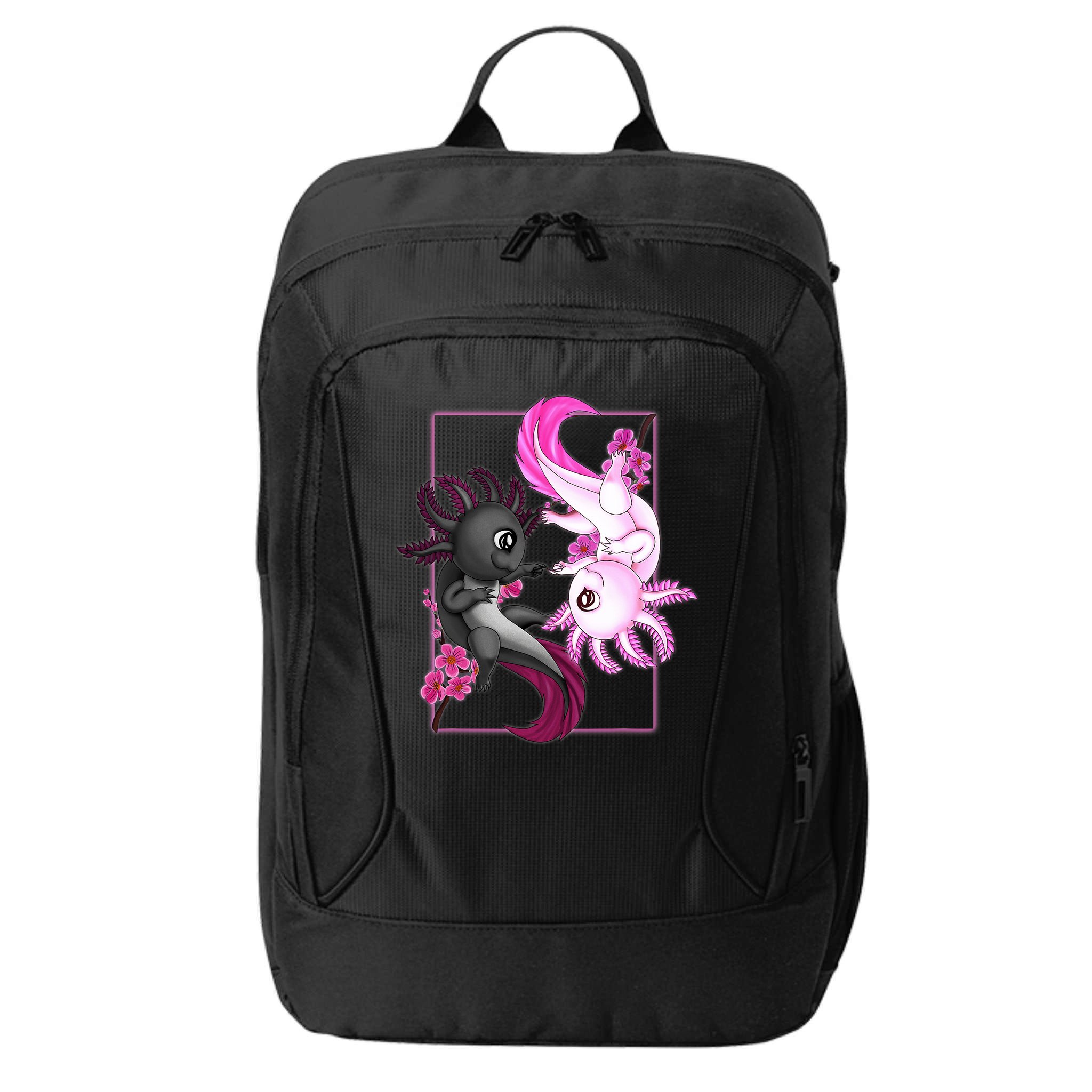 Cute Axolotl Yin Yang Plush Pets Cherry Blossom City Backpack