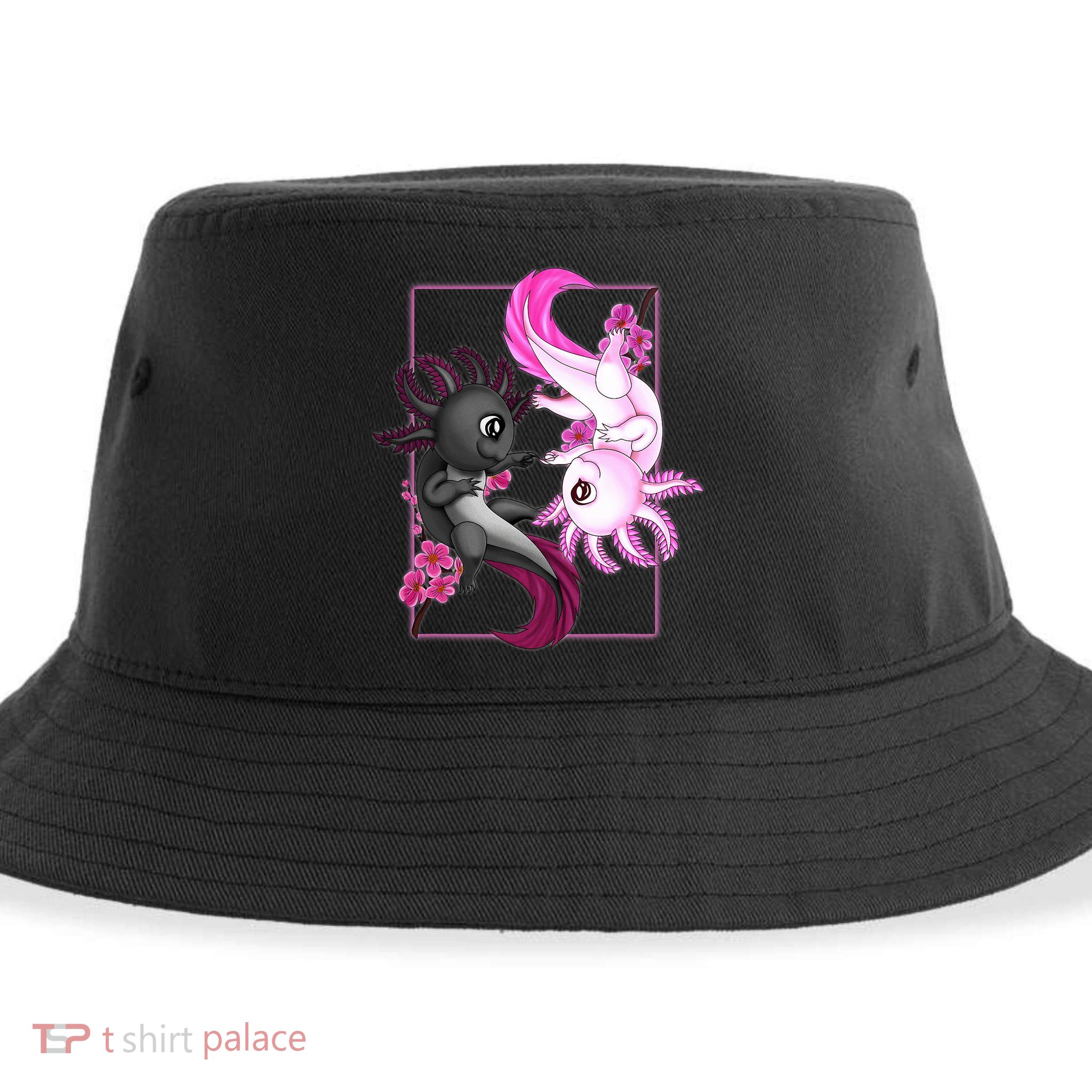 Cute Axolotl Yin Yang Plush Pets Cherry Blossom Sustainable Bucket Hat
