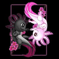 Cute Axolotl Yin Yang Plush Pets Cherry Blossom Flat Bill Trucker Hat