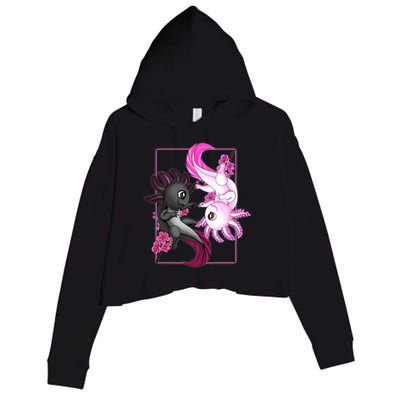 Cute Axolotl Yin Yang Plush Pets Cherry Blossom Crop Fleece Hoodie