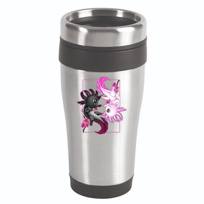 Cute Axolotl Yin Yang Plush Pets Cherry Blossom 16oz Travel Tumbler