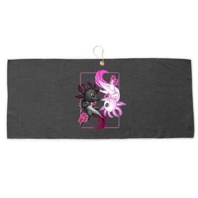 Cute Axolotl Yin Yang Plush Pets Cherry Blossom Large Microfiber Waffle Golf Towel