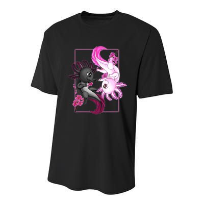 Cute Axolotl Yin Yang Plush Pets Cherry Blossom Youth Performance Sprint T-Shirt